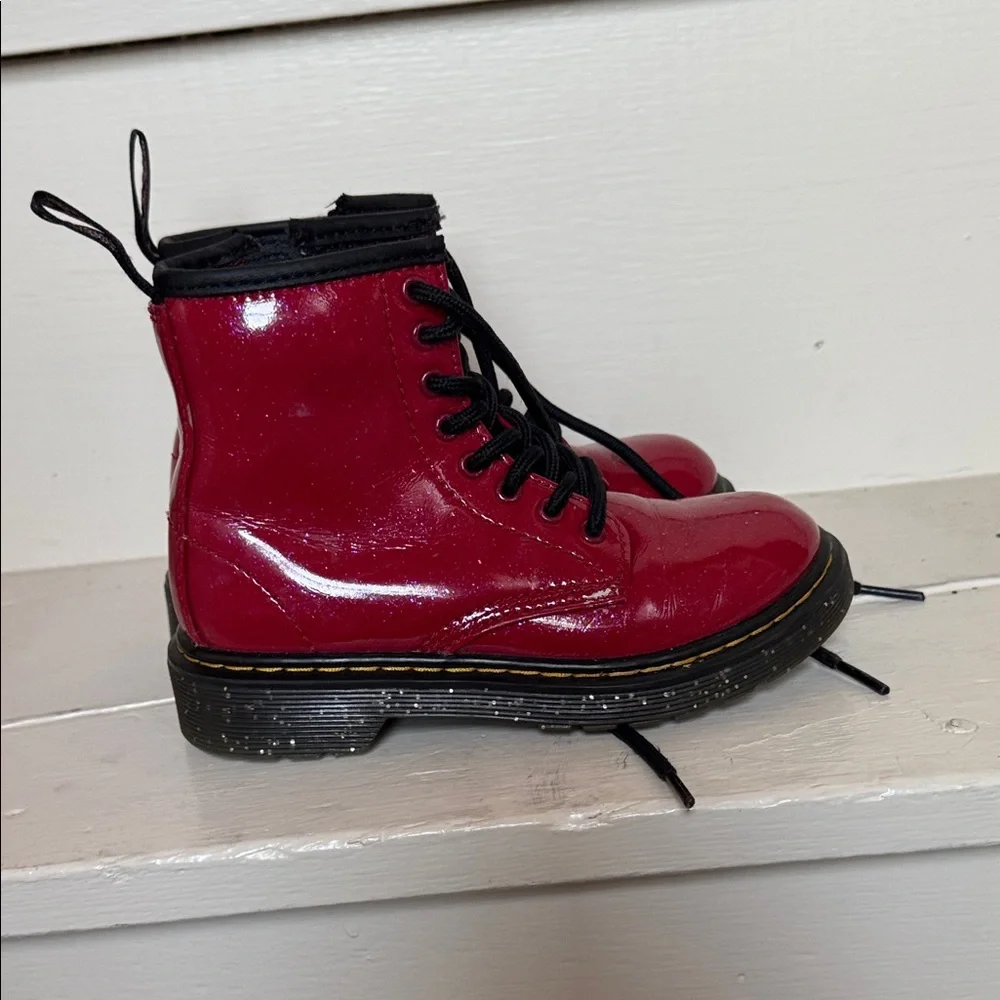 Dr Martin Kids pink/red sparkle Lace-Up Combat Boots - Classic Style